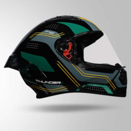 Studds Thunder D2 Draken Decor Black & Green With Spoiler - Full Face Helmets - Image 2