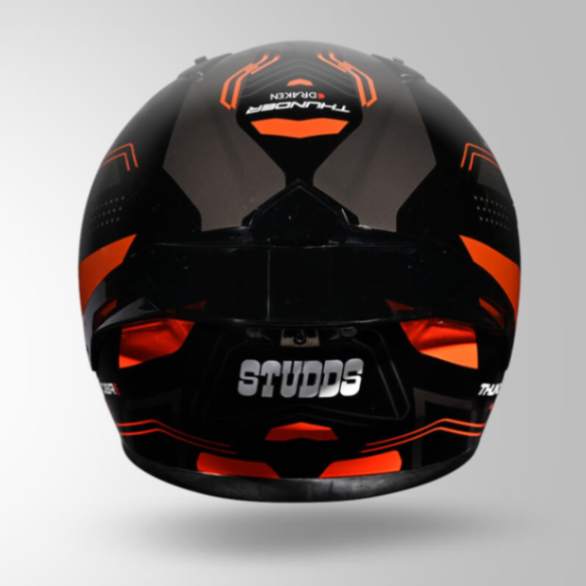 Studds Thunder D2 Draken Decor Black & Orange With Spoiler - Full Face Helmets - Image 5