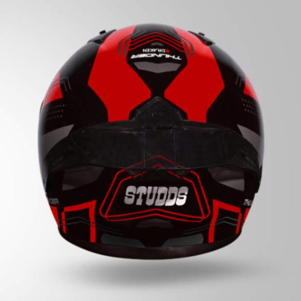 Studds Thunder D2 Draken Decor Black & Red With Spoiler - Full Face Helmets - Image 5