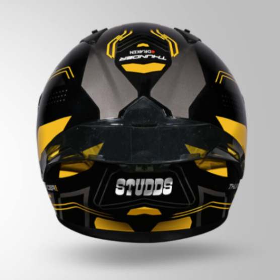 Studds Thunder D2 Draken Decor Black & Yellow With Spoiler - Full Face Helmets - Image 2