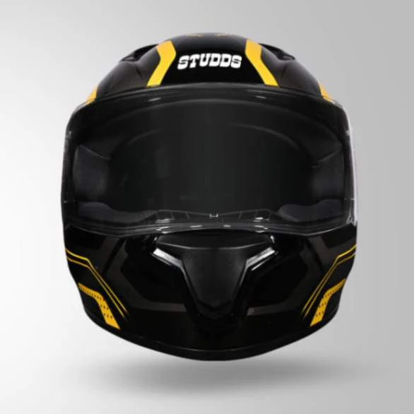 Studds Thunder D2 Draken Decor Black & Yellow With Spoiler - Full Face Helmets - Image 5