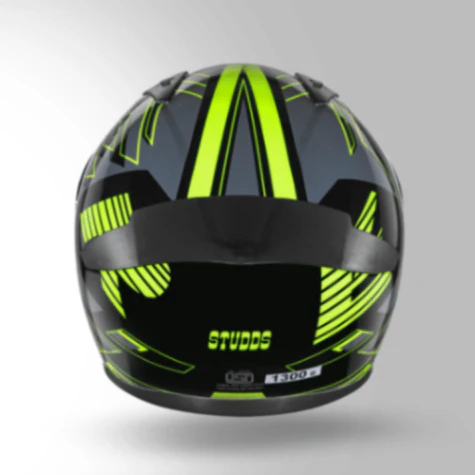 Studds Thunder D3 Decor Black & Yellow With Spoiler - Full Face Helmets - Image 4