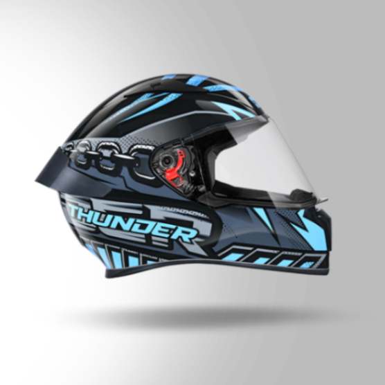 Studds Thunder D5 Decor Black & Blue With Spoiler- Full Face Helmets - Image 3