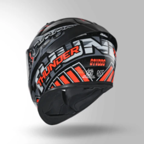 Studds Thunder D5 Decor Black & Red With Spoiler- Full Face Helmets - Image 2