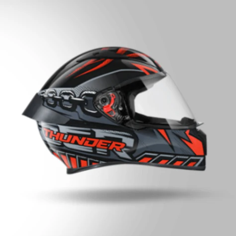 Studds Thunder D5 Decor Black & Red With Spoiler- Full Face Helmets - Image 3