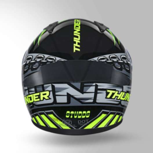 Studds Thunder D5 Decor Black & Yellow With Spoiler- Full Face Helmets - Image 5