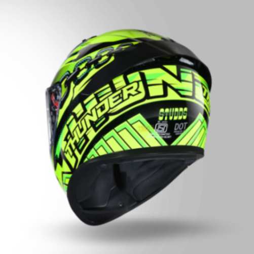 Studds Thunder D5 Decor Green & Yellow With Spoiler- Full Face Helmets - Image 4