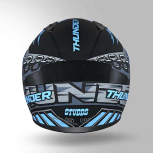 Studds Thunder D5 Decor Matt Black & Blue With Spoiler - Full Face Helmets - Image 5