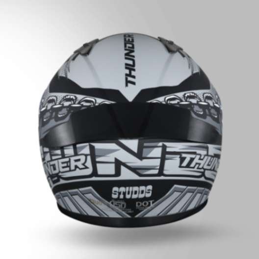 Studds Thunder D5 Decor Matt Black & Grey With Spoiler - Full Face Helmets - Image 2