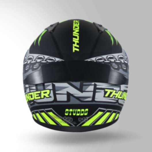 Studds Thunder D5 Decor Matt Black & Yellow With Spoiler - Full Face Helmets - Image 2