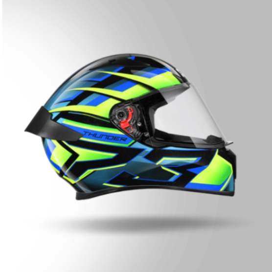 Studds Thunder D6 Decor Black / Green & Blue With Spoiler - Full Face Helmets - Image 4