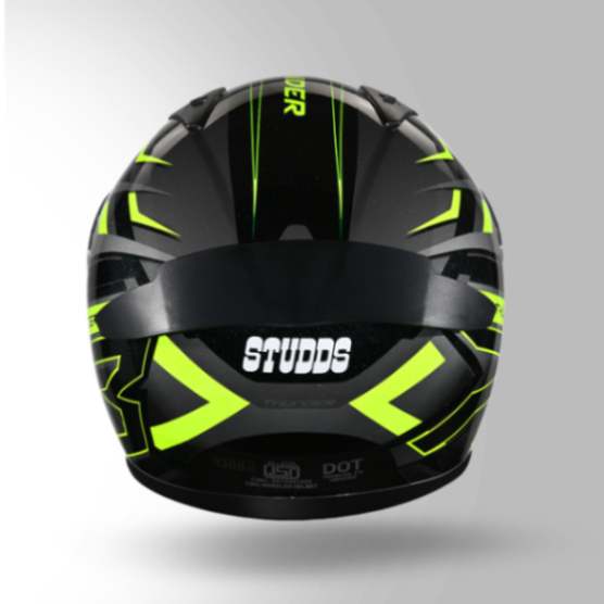Studds Thunder D6 Decor Black / Grey & Yellow With Spoiler - Full Face Helmets - Image 2