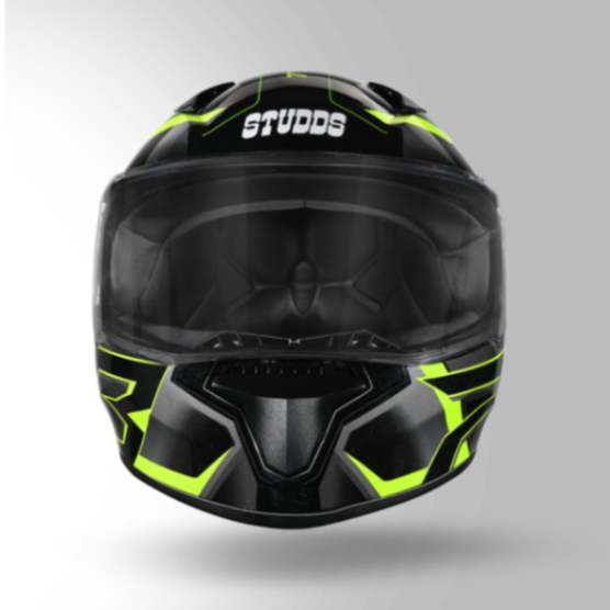 Studds Thunder D6 Decor Black / Grey & Yellow With Spoiler - Full Face Helmets - Image 5