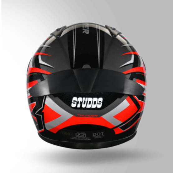 Studds Thunder D6 Decor Black / Red & Grey With Spoiler - Full Face Helmets - Image 4