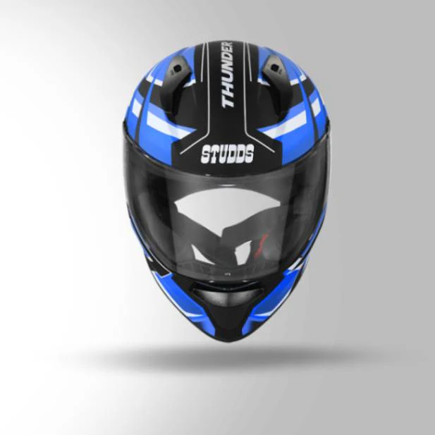 Studds Thunder D6 Decor Matt Black / Blue & Blue With Spoiler - Full Face Helmets - Image 2