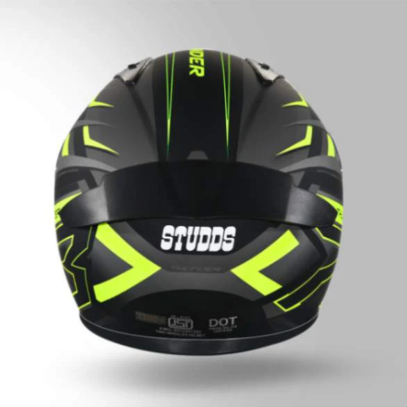 Studds Thunder D6 Decor Matt Black / Grey & Yellow With Spoiler - Full Face Helmets - Image 2