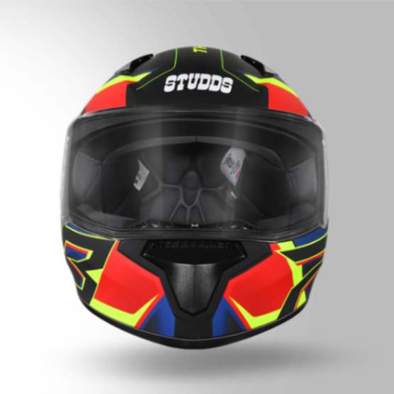 Studds Thunder D6 Decor Matt Black / Red & Blue With Spoiler - Full Face Helmets - Image 4
