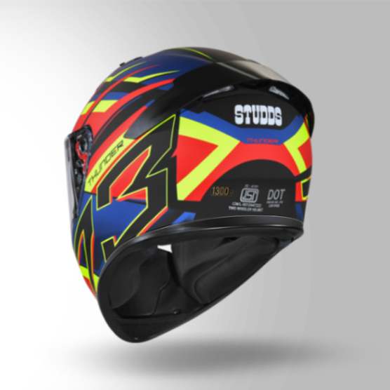 Studds Thunder D6 Decor Matt Black / Red & Blue With Spoiler - Full Face Helmets - Image 5