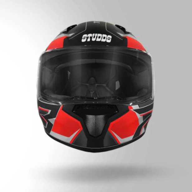Studds Thunder D6 Decor Matt Black / Red & Grey With Spoiler - Full Face Helmets - Image 2