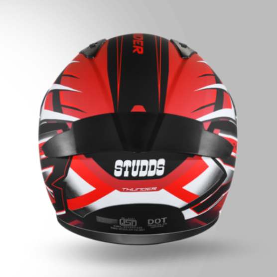 Studds Thunder D6 Decor Matt Black / White & Red With Spoiler - Full Face Helmets - Image 4