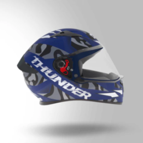 Studds Thunder D7 Decor Matt Blue & Grey With Spoiler - Full Face Helmets - Image 2