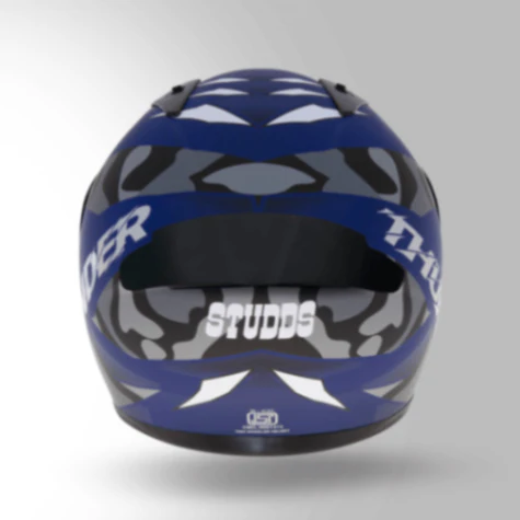 Studds Thunder D7 Decor Matt Blue & Grey With Spoiler - Full Face Helmets - Image 4