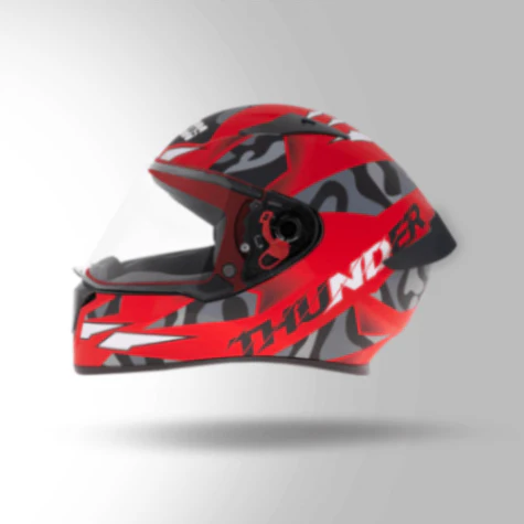 Studds Thunder D7 Decor Matt Red & Black With Spoiler - Full Face Helmets - Image 2