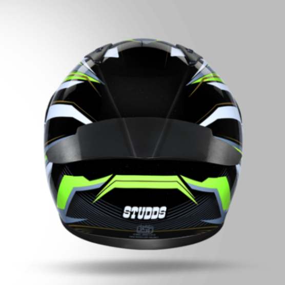 Studds Thunder D8 Decor Black & Yellow With Spoiler - Full Face Helmets - Image 4