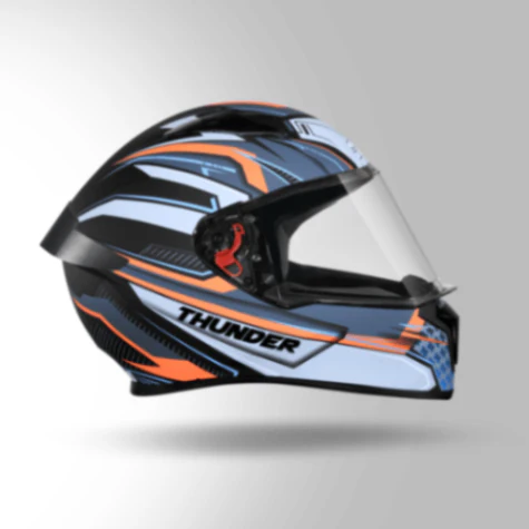 Studds Thunder D8 Decor Matt Black & Grey With Spoiler - Full Face Helmets - Image 3