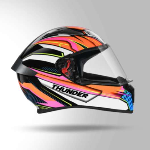 Studds Thunder D8 Decor Black & Orange With Spoiler - Full Face Helmets - Image 3