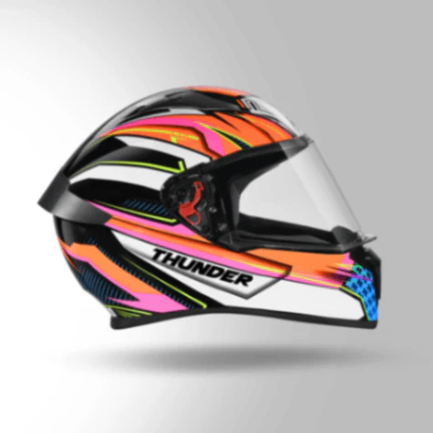 Studds Thunder D8 Decor Matt Black & Orange With Spoiler - Full Face Helmets - Image 3