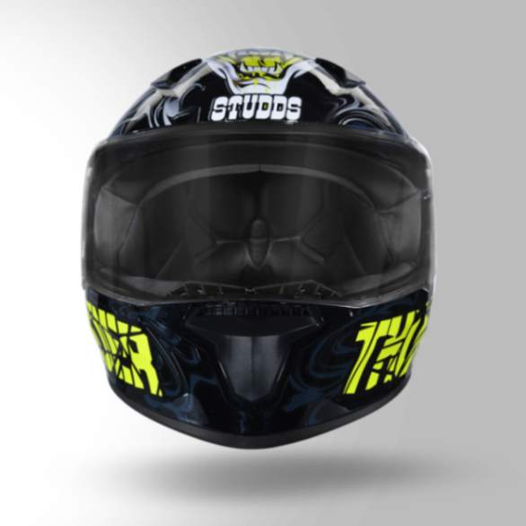 Studds Thunder D9 Decor Black & Yellow With Spoiler - Full Face Helmets - Image 3