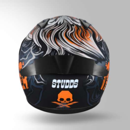 Studds Thunder D9 Decor Matt Black & Orange With Spoiler - Full Face Helmets - Image 5