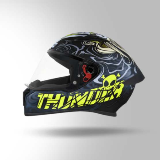 Studds Thunder D9 Decor Matt Black & Yellow With Spoiler - Full Face Helmets - Image 2