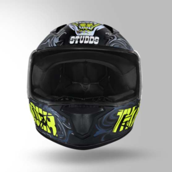 Studds Thunder D9 Decor Matt Black & Yellow With Spoiler - Full Face Helmets - Image 5