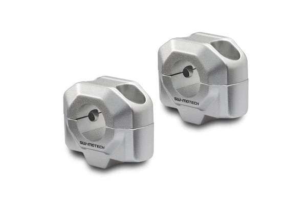 SW-Motech 20mm Handlebar Risers for 22mm Handlebars – Silver - LEH.00.039.22001.20/S