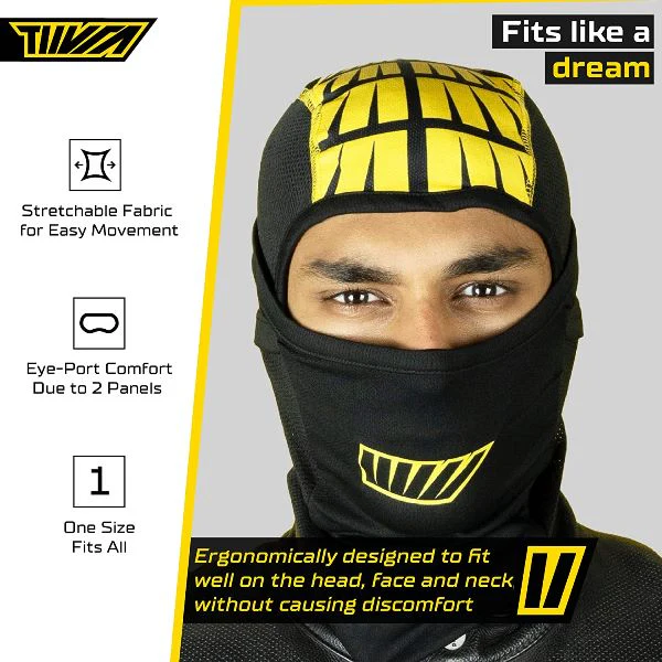 Tiivra Throttler Solo Balaclava (Black Yellow) - Image 6