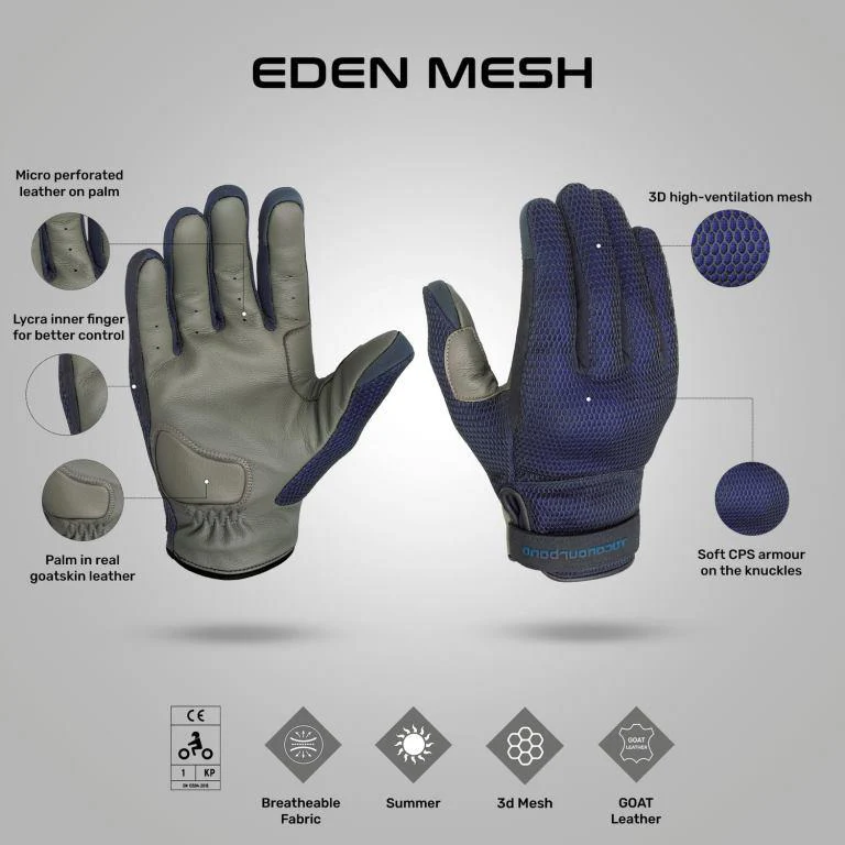 Tucano Urbano Eden Mesh Gloves - BLACK/BLUE - Image 7
