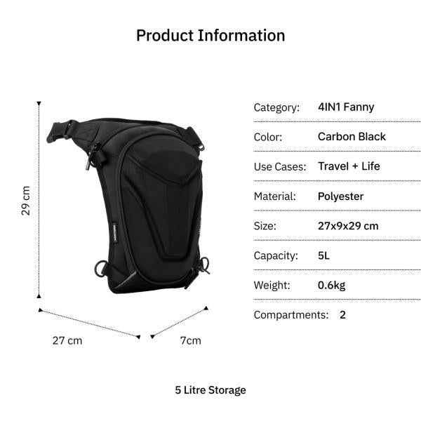Vantora ARC 4IN1 Travel Bag (Carbon-Black) - Image 8