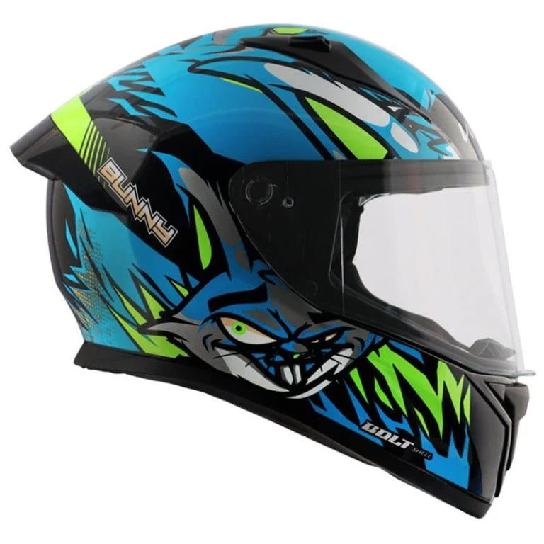 Vega Bolt Bunny Black Neon Blue Helmet - Image 3