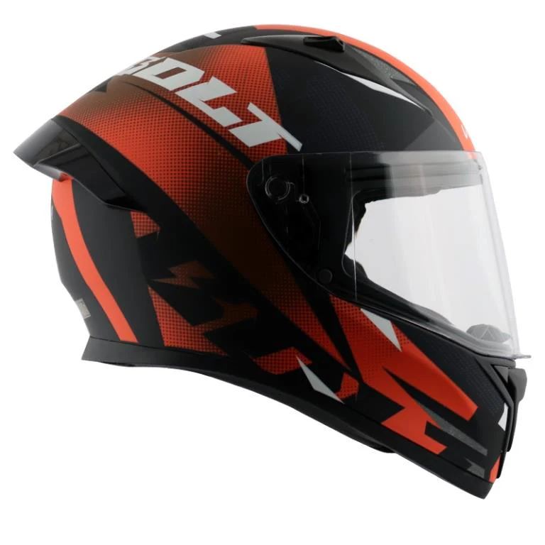 Vega Bolt Macho Matt Black Orange Helmet - Image 3