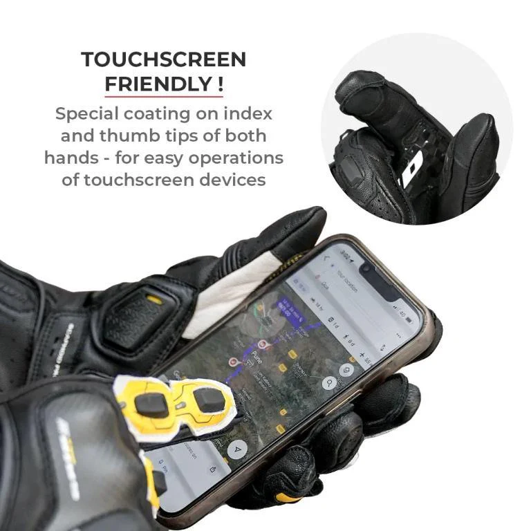 Viaterra Grid Mk3 – Full Gauntlet Riding Gloves - Yellow - Image 4