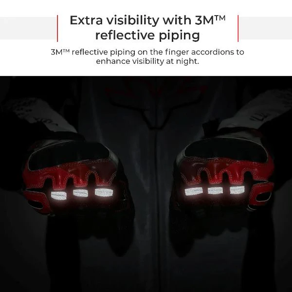 Viaterra Holeshot Pro Semi Gauntlet Hybrid Riding Gloves - Red - Image 2