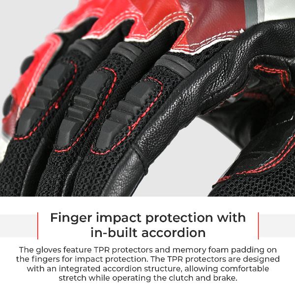 Viaterra Holeshot Pro Semi Gauntlet Hybrid Riding Gloves - Red - Image 6