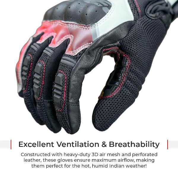 Viaterra Holeshot Pro Semi Gauntlet Hybrid Riding Gloves - Red - Image 7