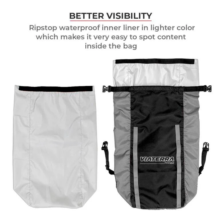 Viaterra Pod - 100% Waterproof Motorcycle Tail Bag - Grey - Image 6