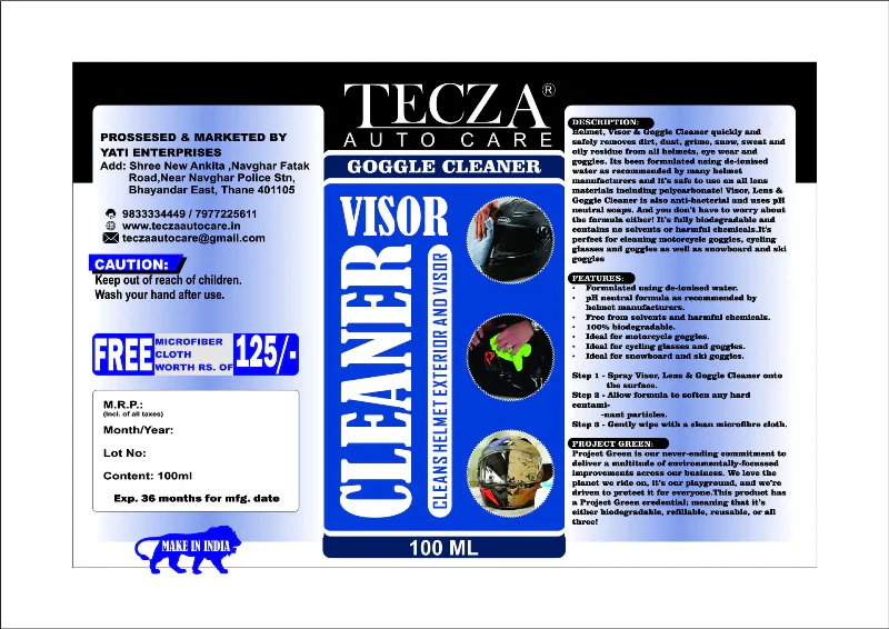 Visor Lens & Goggle Cleaner 100 Ml - Tecza - Image 2