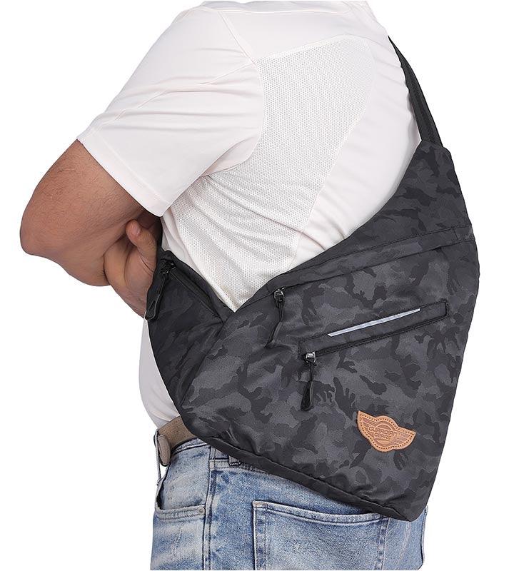 Wing Crossbody Black Camo Sling Bag for Travel, Biking, Hiking, Trekking and Everyday Use by Guardian Gears - Image 6