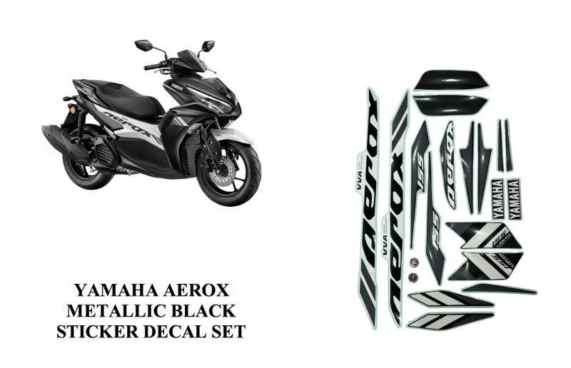 Yamaha Aerox Decal Sticker Set Full Body (Black Metallic) - Image 2