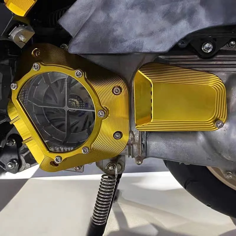 Yamaha Aerox Clutch Cover Clear CNC CVT Cover Clear Case CNC ( Gold ) - Image 2
